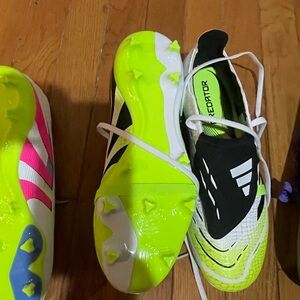 Adidas Kids Predator league FT Neon Yellow, Black, and Pink